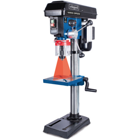 Scheppach Perceuse d'établi DP19Vario – Perceuse à colonne – 550 W – Vitesse variable en continu – Serrage du mandrin 1,5 à 13 mm – Laser – Ecran digital – Pour le bois, le métal et le plastique