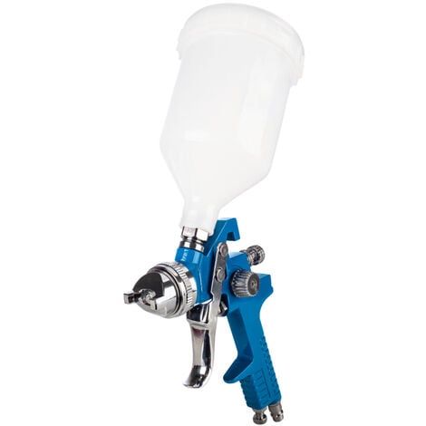 Scheppach Pistolet à peinture pneumatique - Utilisation universelle - Pression  2 à 3,5 bar - Consommation d'air 120 - 205 L/min - Contenance 0,6 L - Buse réglable en continu de jet rond à jet large