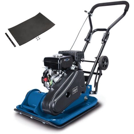 Scheppach Plaque vibrante thermique HP1900S – Compacteur 5,6 CV – Pression de compactage 17 kN – Profondeur 30 cm – Vitesse 25 m/min – Tapis en caoutchouc et dispositif de déplacement