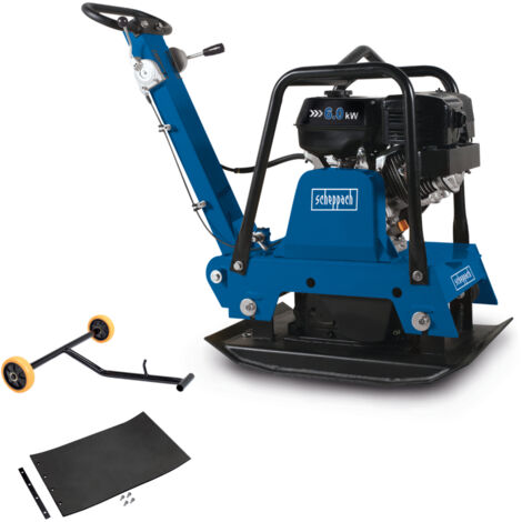 Scheppach Plaque Vibrante Thermique HP3000S Compacteur -9 CV- Pression de compactage 30,5 kN - Profondeur de compactage 50cm - Vitesse 25m/min -Tapis caoutchouc & dispositif de déplacement inclus