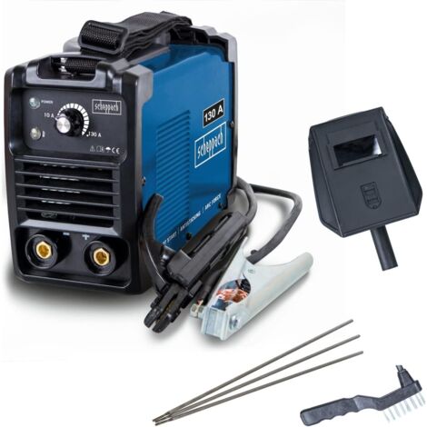 Scheppach Poste à Souder Inverter WSE1000 - 230V - 10-130A - Technique anti-adhérence - Démarrage automatique à chaud - Masque, brosse métallique, marteau, électrodes & sangle de transport