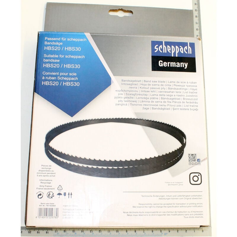 Scheppach - ruban de scie - 1400 x 6,4 x 0,35mm - 6 dents par pouce - Convient pour la scie à ruban HBS30 - Ruban de rechange
