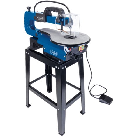 Scheppach Scie à chantourner avec support DECO-XLST - 120 W - Hauteur/profondeur de coupe 48/406mm - Vitesse 500-1700 tr/min - Buse de soufflage - Avec pédale - LED flexible