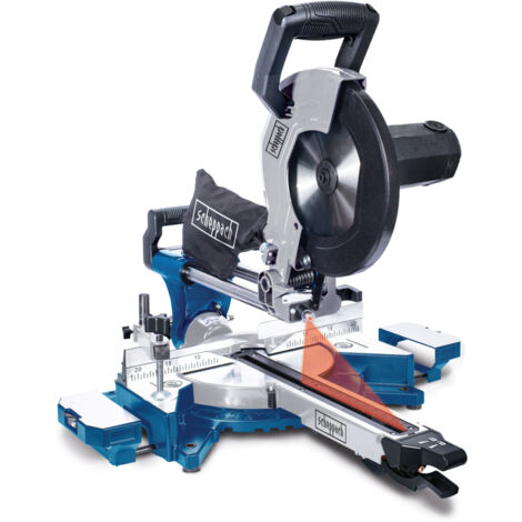 Scheppach Scie à Onglet Radiale HM110MP - 2000W - Lame Ø254mm - 28 Dents - 2 vitesses pour une coupe optimale - Multi matériaux pour bois, alu, acier, plastique, cuivre - Serrage rapide