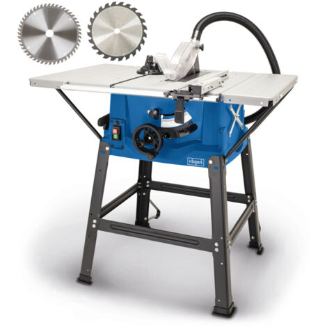 Scheppach Scie circulaire sur table HS100S - Puissance 2000 W - Lame Ø 250 x 30 mm - Hauteur de coupe max 85 mm - Dimensions de la table 940 x 642 mm - 2nde lame incluse