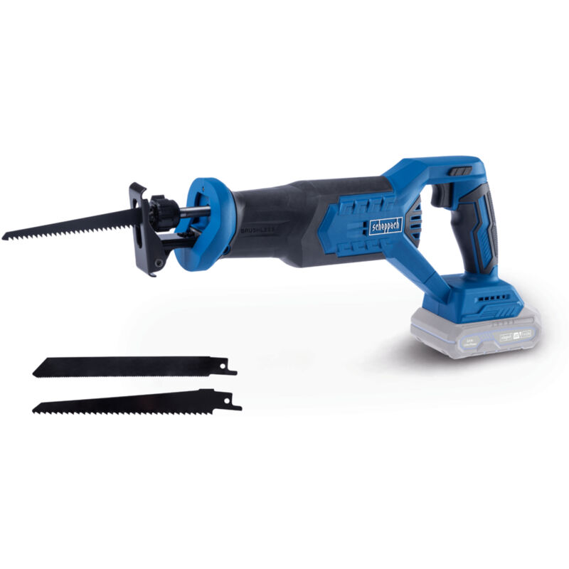 Scheppach - Scie sabre sans fil BC-RS250-X – Moteur brushless – 3000 min-1 – Lame 150 mm – Mandrin à serrage rapide – Sabot réglable – ixes 20V –