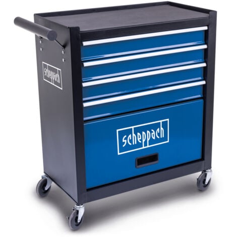 Scheppach Servante d'atelier TW1300 – Chariot d’atelier - Charge max 120 kg - 4 tiroirs - 1 compartiment à outils - 4 roues facilement maniables