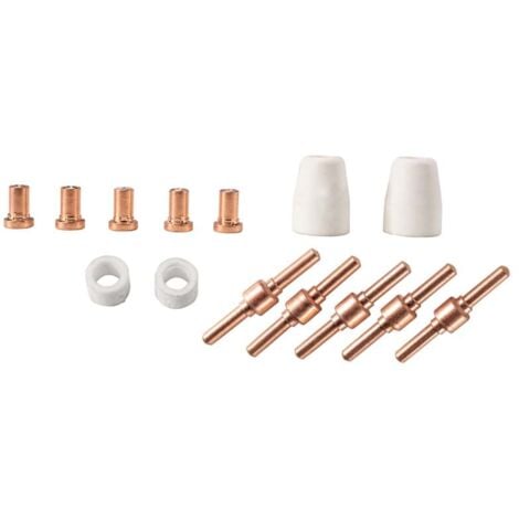 Scheppach Set d'accessoires 14 pièces - Pour la découpeuse plasma Scheppach PLC40 - 5 buses - 5 électrodes - 2 pointes de torche en céramique - 2 diffuseurs