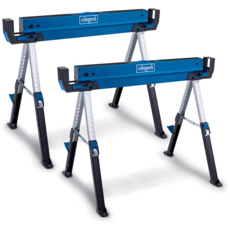 Scheppach Set de 2 tréteaux d’atelier MWB700 – Charge max 1200 kg – Réglable en hauteur – Pliable – Tréteau réglable et pliable – Lot de 2 tréteaux pliables