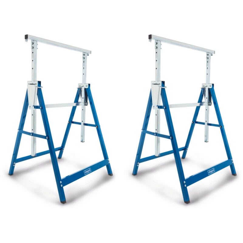 Set de 2 tréteaux d'atelier TUG200 – Charge max 400 kg – Réglable en hauteur sur 7 niveaux – Tréteau réglable et pliable – Lot de 2 tréteaux pliables
