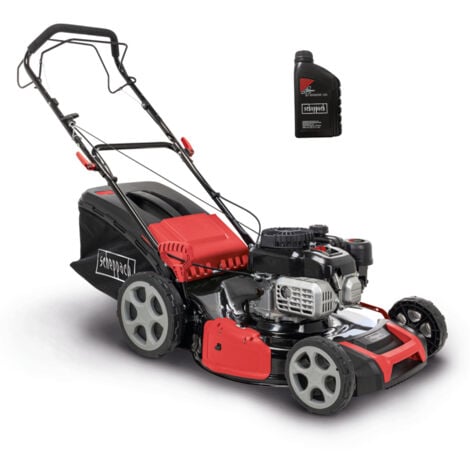 Scheppach Tondeuse à essence MS180-51 – 4000 W – 5,4 CV – Largeur de coupe 51cm – Entraînement des roues – Surface de tonte 1600 m² - Huile moteur incluse