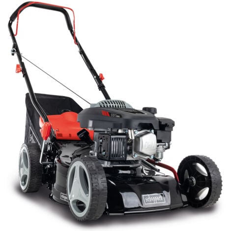 Scheppach Tondeuse à gazon à essence MP132-42 – 3,3 CV – 2500 W – Largeur de coupe 42 cm – Bac de ramassage 45 L – Hauteur de coupe réglable sur 7 niveaux – Huile incluse