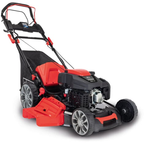 Scheppach Tondeuse à gazon hybride MS225-56E – Tondeuse à essence – Moteur à essence 4 temps de 6 CV / 4,4 kW – 224 cm³ – Largeur de coupe 56 cm – Démarrage électrique – Batterie + chargeur inclus