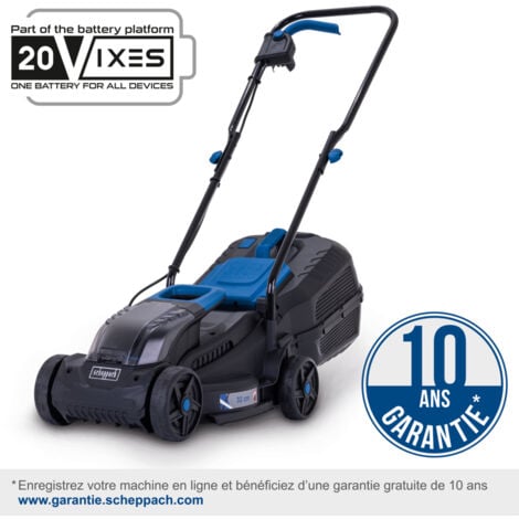 Scheppach Tondeuse à Gazon sans fil IXES 20V - BC-MP320-X - Brushless - 300m² - Bac 30L - Largeur de coupe 32cm - Hauteur de coupe 20-60mm - Mulching - Vendue sans batterie ni chargeur