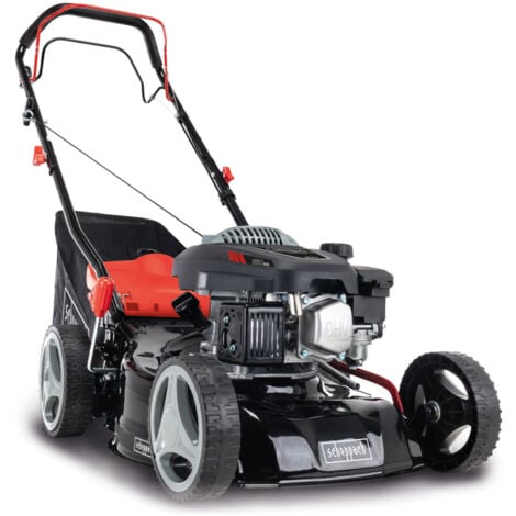Scheppach Tondeuse à gazon thermique MS150-42 - Tondeuse autotractée 2,6 kW/3,7 CV - Largeur de coupe 42 cm - Raccord de nettoyage - Panier de 45 l - Hauteur réglable sur 7 niveaux - Huile incluse