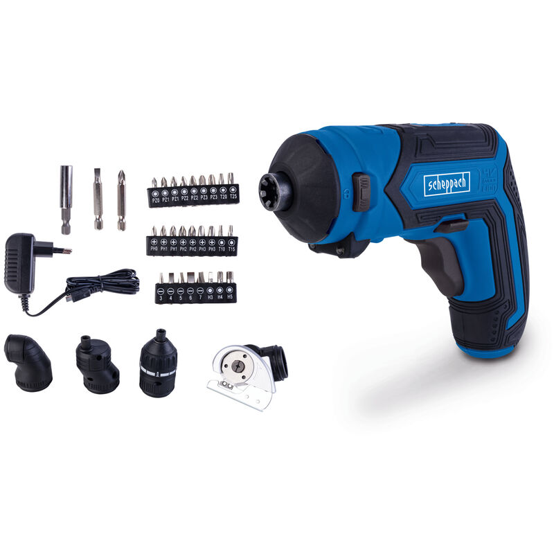 Scheppach - Tournevis sans fil CCD34-4V - Couple 4 Nm - led intégrée - Charge rapide - Accessoires inclus - Visseuse sans fil - 200 tours/min - Idéal