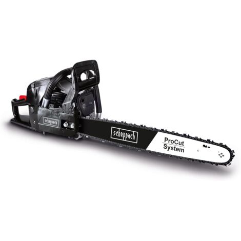 Scheppach Tronçonneuse Thermique CSH56 - Moteur 2T de 56cm3 - Chaîne et Guide Procut 51cm - Lubrification automatique de la chaîne - Frein de chaîne intégré - Anti-vibrations - Ideal pour abattage