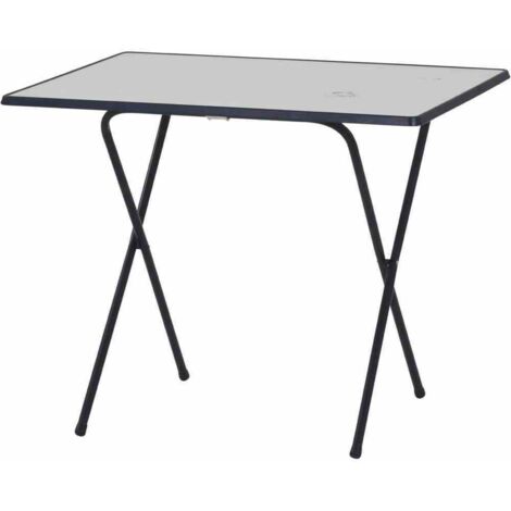 Scherentisch 60 x 80 cm blau Gestell aus Stahl in dunkelblau, Tischplatte aus Alcotop in weiß