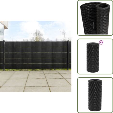 Schermatura anti-rumore - vidaXL Schermi da Balcone 5 pz Neri 255x19 cm in Polyrattan - Schermatura in polietilene