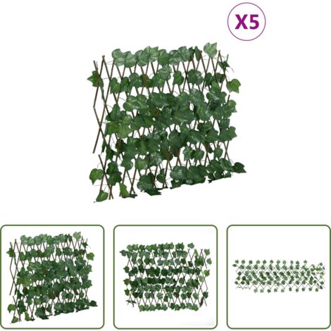 Schermatura di vite - Traliccio Foglie Vite Artificiale Espandibile Verde 5pz 190x60
