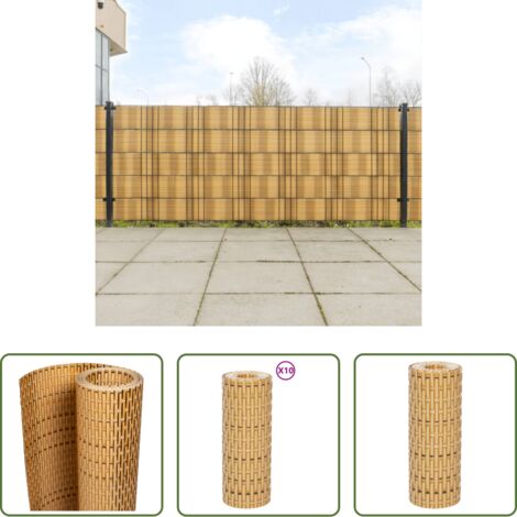 Schermatura in polietilene -  Schermi da Balcone 10 pz Marrone Chiaro 255x19 cm in Polyrattan
