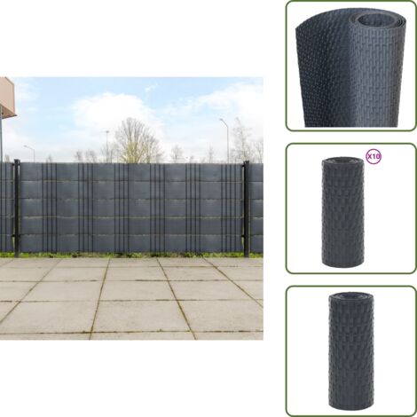 Schermatura in polietilene - vidaXL Schermi da Balcone 10 pz Antracite 255x19 cm in Polyrattan - Schermatura in rattan