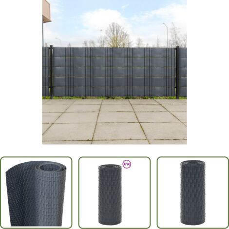Schermatura privacy -  Schermi da Balcone 10 pz Antracite 255x19 cm in Polyrattan