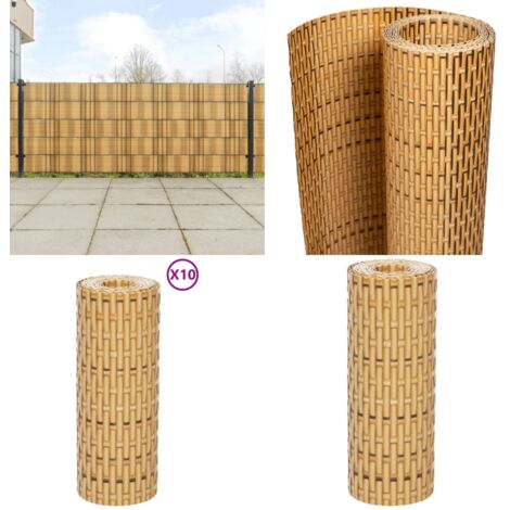 Schermi da Balcone 10 pz Marrone Chiaro 255x19 cm in Polyrattan - Schermatura in polietilene - Schermatura anti-rumore