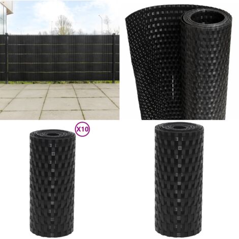 Schermi da Balcone 10 pz Neri 255x19 cm in Polyrattan - Schermatura da balcone - Schermatura privacy