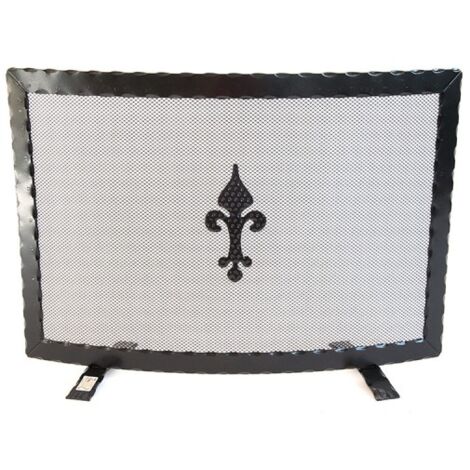 SCHERMI PARASCINTILLE IN FERRO BATTUTO CURVO CM.68X18X47 CAMINO CAMINETTO