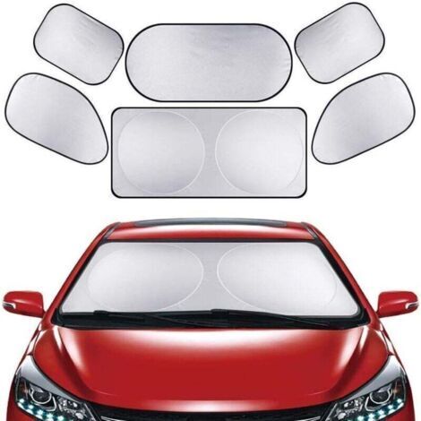 Schermi parasole per finestrini auto, 6 pezzi, parasole per parabrezza anteriore o retro, protezione UV, parasole riflettente per SUV e per la maggior parte dei veicoli, color argento, protegge da nev