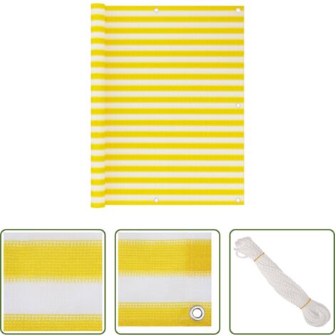 Schermo da balcone -  Paravento da Balcone Giallo e Bianco 120x600 cm in HDPE