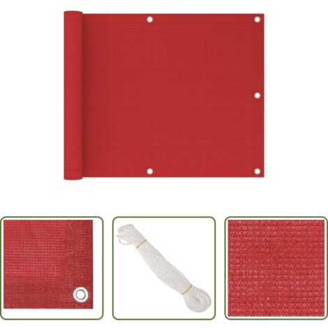 Schermo da balcone -  Paravento da Balcone Rosso 75x300 cm in HDPE