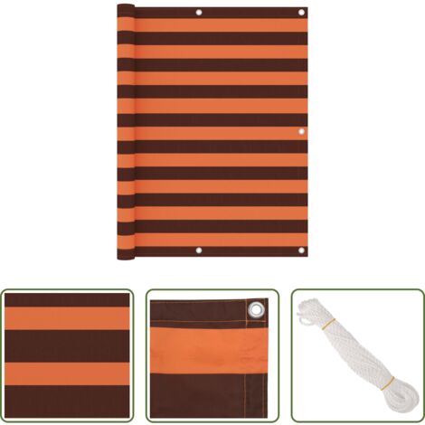 Schermo da terrazzo -  Paravento Balcone Arancione e Marrone 120x600 cm Tessuto Oxford
