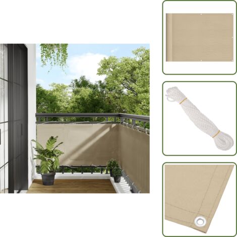 Schermo impermeabile - vidaXL Paravento da Balcone Beige 75x700 cm 100% Poliestere Oxford - Paravento in poliestere