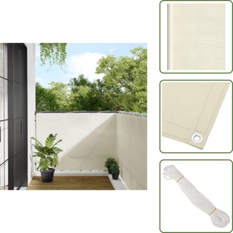 Schermo impermeabile - vidaXL Paravento da Balcone Crema 120x700 cm 100% Poliestere Oxford - Paravento in poliestere