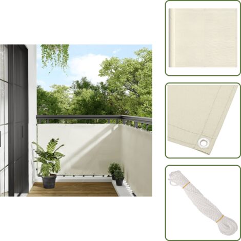 Schermo impermeabile - vidaXL Paravento da Balcone Crema 90x700 cm 100% Poliestere Oxford - Paravento poliestere