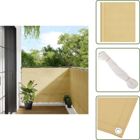 Schermo impermeabile - vidaXL Paravento da Balcone Sabbia 120x400 cm 100% Poliestere Oxford - Paravento sabbia