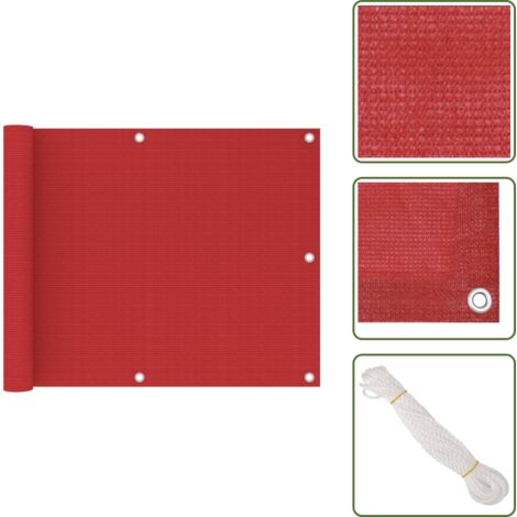 Schermo ombreggiante - vidaXL Schermo Frangivista per Balcone Rosso 75x500 cm in HDPE - Schermo per balcone rosso