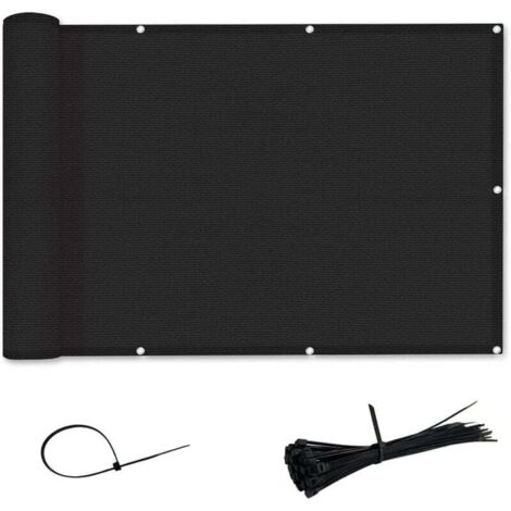 Schermo parasole e schermo per la privacy del balcone ALOVEZ in HDPE - Resistente ai raggi UV, antistrappo/antigraffio (0,9x3 m, nero)