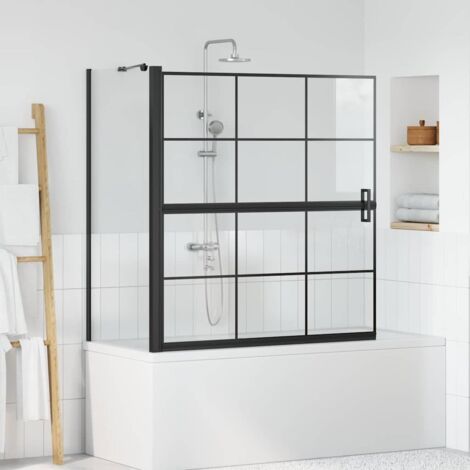 Schermo per Bagno e Doccia Nero e trasparente 116 x 68 x 128 cm vidaXL