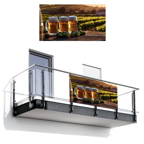 SCHERMO PER LA PRIVACY DEL BALCONE Birra - Luppolo - Paesaggio 200x110 cm