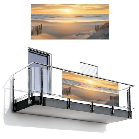 SCHERMO PER LA PRIVACY DEL BALCONE Spiaggia - Dune - Tramonto 200x90 cm
