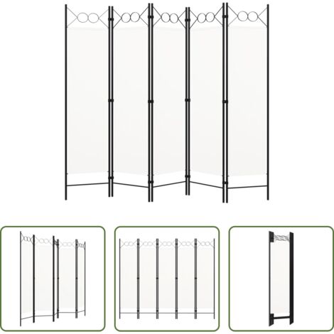 Schermo per privacy -  Paravento a 5 Pannelli Bianco 200x180 cm