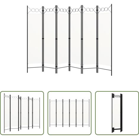 Schermo per privacy -  Paravento a 6 Pannelli Bianco 240x180 cm