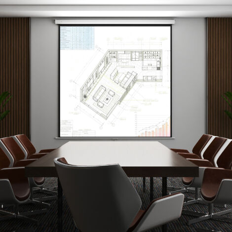 Schermo per Proiettore 120 Pollici Formato 1:1, Telo Proiettore Avvolgibile con Angolo di 160° e Montaggio a Soffitto o Parete, 223x8x223 cm, Bianco