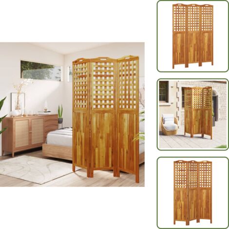 Schermo per stanza - vidaXL Divisorio a 3 Pannelli 121,5x2x180 cm Legno Massello di Acacia - Privacy
