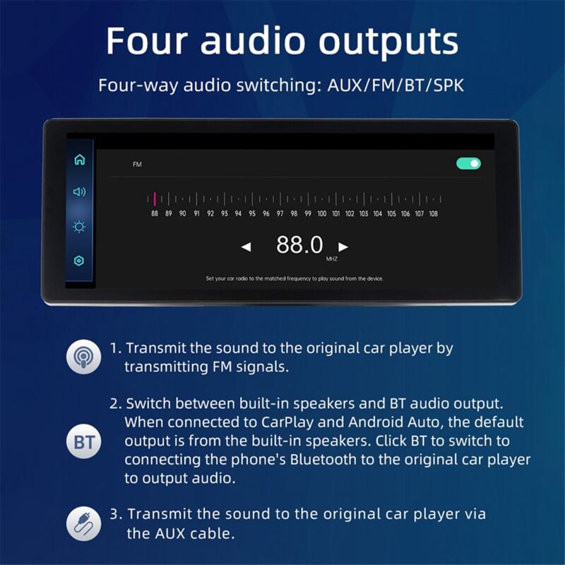 Image of Tlily - Schermo portatile Bluetooth da 10,26 pollici per auto, display di navigazione gps, lettore MP5 wireless Carplay, registratore di guida,