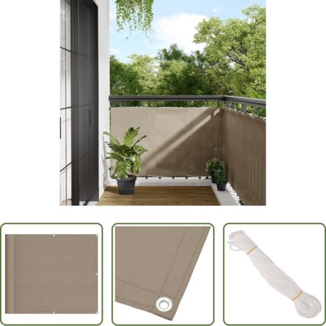 Schermo privacy -  Paravento da Balcone Tortora 90x1000 cm 100% Poliestere Oxford