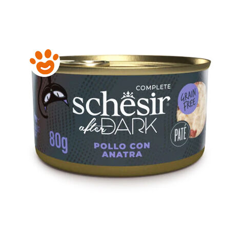 Schesir Cat After Dark Complete Paté di Pollo con Anatra  - Schesir Cat After Dark Complete Paté di Pollo con Anatra - Lattina Da 80 Gr